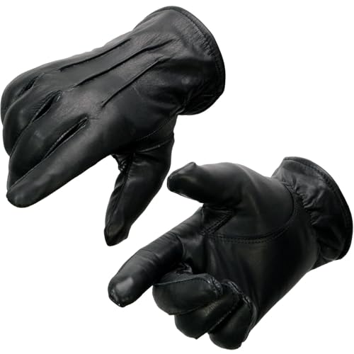 Milwaukee Leather SH234 Men's Black Thermal Lined Leather Motorcycle Gloves w/Cinch Wrist Closure - Large