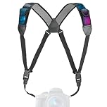 USA Gear DSLR Camera Strap Chest Harness with Quick Release Buckles, Galaxy Neoprene Pattern and Accessory Pockets - Compatible with Canon, Nikon, Sony and More Point and Shoot and Mirrorless Cameras