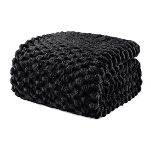 Image of Exclusivo Mezcla 3D Fleece Queen Size Blanket for Bed, Black | Extra Soft Fuzzy Plush Lightweight Bed Blankets, Cozy Fluffy Decorative Blankets for All Seasons, 90x90 Inches
