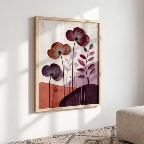 Image of kotart Aesthetic flower Art Home Decoration Painting | Floral Paintings With Frame For Living Room Bed Room Hotel Wall Decor Digital Reprint (14X20 inch)