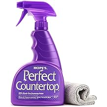 HOPES Perfect Countertop Cleaner and Polish - Streak-Free Multi Surface Cleaning Spray - Kitchen Spray for Granite, Quartz, Marble, Stone, Laminate, CORIAN, 22 Fl Oz, Pack of 1 with Microfiber Cloth