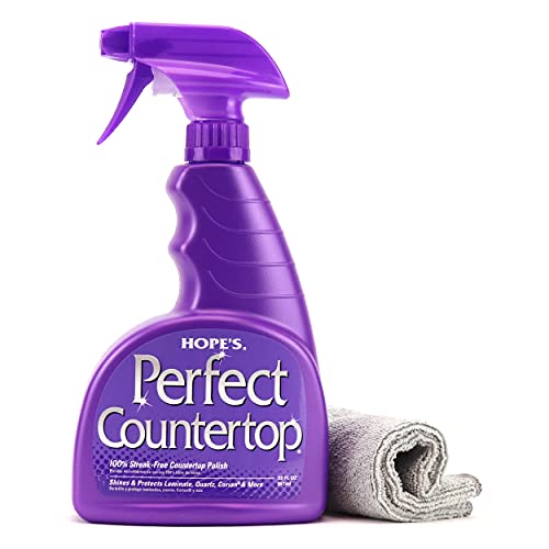 Comparison: Best Cleaner For Laminate Countertops 3 HOPE'S Perfect Countertop Cleaner and Polish - Streak-Free Multi Surface Cleaning Spray - Kitchen Spray for Granite, Quartz, Marble, Stone, Laminate, CORIAN, 22 Fl Oz, Pack of 1 with Microfiber Cloth