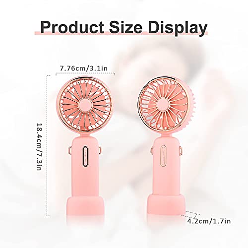 Mini ventilateur portable rose pliable et rechargeable USB à trois vitesses - 8