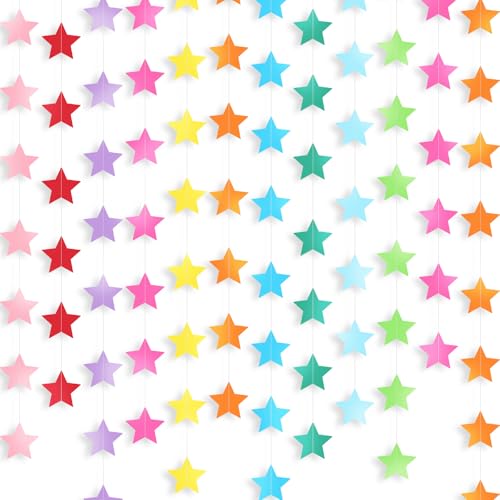 Image of Patelai Glitter Star Garland Banner 2026 Party Decor 130 Feet Star Hanging Streamers Twinkle Backdrop for Classroom Birthday Graduation Wedding Supplies