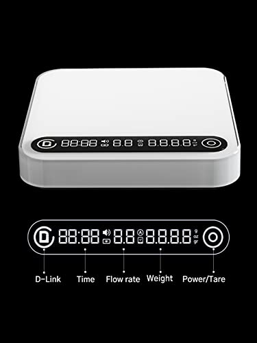 Difluid Coffee Scale With Timer, Espresso Coffee Scale With Flow Rate Tracking, Difluid Café App, 2Kg/0.1G High Precision, Tare Function #TOP6