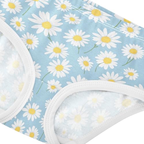 Wusikd White Daisies Girls' Underwear Cotton Blue Girls Briefs Soft Toddler Underwear 2T4