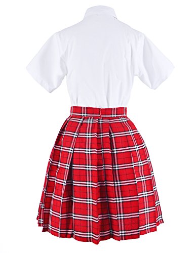 Elibelle Japanese Tartan Pleated School Uniform Cosplay Costumes With Socks Eyeglass Frame Set thumb #6