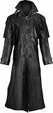 Men's Hugh Jackman Vampire Slayer Steampunk Gothic Van Helsing Black Faux Leather Long Trench Coat Costume