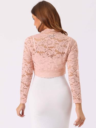 Image of Allegra K Women's Elegant Crop Cardigan Sheer Floral Lace Bolero Shrug Top