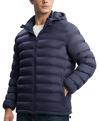 Image of Gopune Men's Lightweight Puffer Jacket Detachable Hooded Water Resistant Puffy Winter Down Jackets for Snow Ski Travel