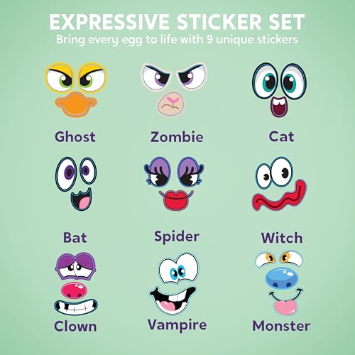 Klever 31PCS Easter Egg Decorating DIY Kit with Dye Tablets and Easter Make a Face Stickers, Coloring Dyeing Set for Kids Theme Party, Egg Hunt Creativity Activity