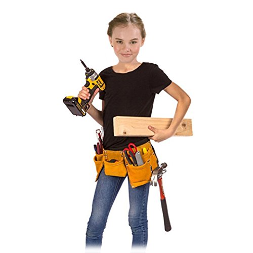 OFKPO Kinder Werkzeugtasche Leder Werkzeug Gürtel mit Mehreren Taschen für Gärten