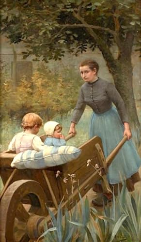 Pintura sobre lienzo in Carriola Gustave Jean Jacquet el regalo artístico ideal
