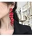 Dangle Acrylic Petal Earrings Long Drop Statement Fashion Rose Flower Earrings Hanging Resin Floral Tassel Earrings for Women - red