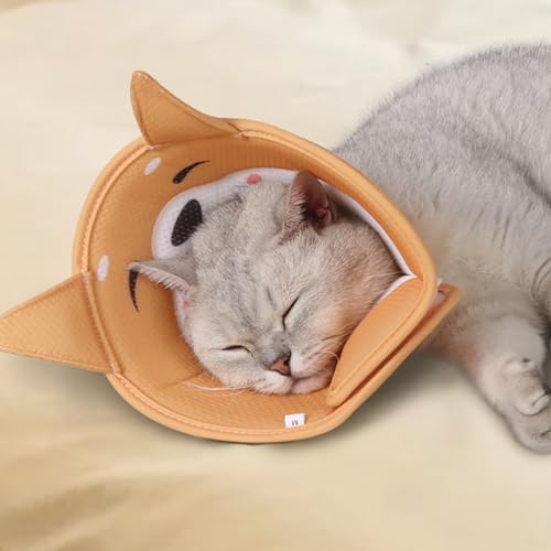 Coleira de recuperação para gatos,Cone macio de pescoço de gato com padrão animal bonito - Donut de