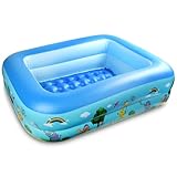 Aufblasbares Planschbecken, Planschbecken für Kinder, 108 x 80 x 28 cm Planschbecken, 2 Ringen Kinderpool, Schwimmbecken, Aufblasbare Pool, für Outdoor Garten