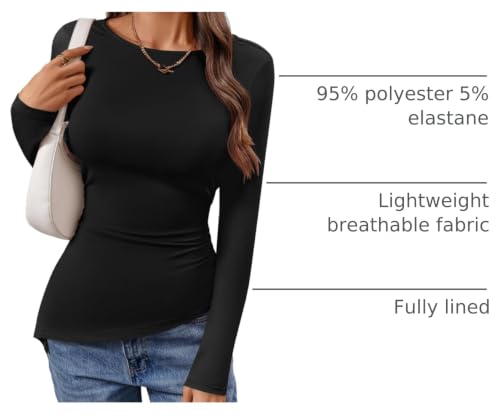Image of ZESICA Womens Floral Long Sleeve Shirts 2026 Spring Boat Neck Mesh Ruched Tops Fitted Asymmetrical Going Out Blouses