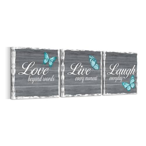 RnnJoile Live Love Laugh Wall Decor Teal and Gray Pictures