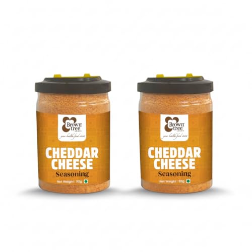 Image of Browntree Cheddar Cheese Seasoning-100g-Pack of 2|Each pack 50g |Popcorn Seasoning Powder| Movie Style Popcorn|Cheddar| Creamy cheese taste with deliciously flavoured Seasoning|Pizza Masala Powder