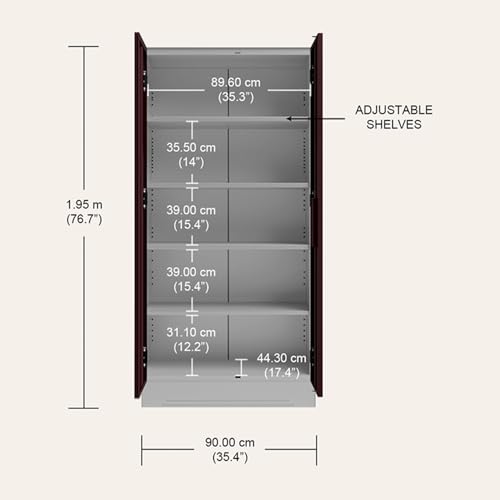 Image of Interio by Godrej Wardrobe Slimline 2 Door Steel Almirah (Digital Printed Russet and Royal Ivory) Wardrobe for Clothes, 1 Year Warranty, 4 Shelves
