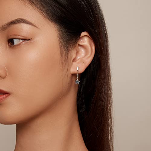 Image of BISAER Silver Huggie Hoop Earrings for Women, 925 Sterling Silver Post Star Small Hoop Earrings Hypoallergenic Lightweight Everyday Jewelry Gift Cute