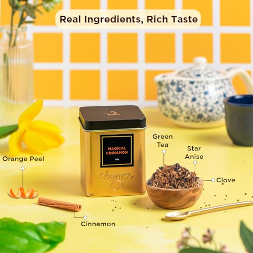 Image of Chayam Magical Cinnamon Green Tea - 50g | Herbal Blend with Cinnamon, Orange Peel, Cloves, Star Anise - Pack of 2