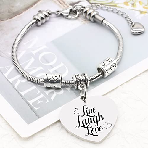 Tagomei Charm Bracelet Fit For Charm Beads, Stainless Steel Silver Snake Chain Bracelets I Love You Heart Charm Bangle Jewelry Fit Any Charm Gift For Women Girl Daughter #TOP7