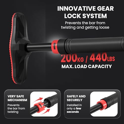 Pull Up Bar Door Frame NO Screws + Exercise E-Book | Professional Chin Up with Padded Handles | Extra Wide Dip Workout Bars for Hanging in Doorway at Home without Drilling, Indoor Mounted Gym Fitness - Image 3