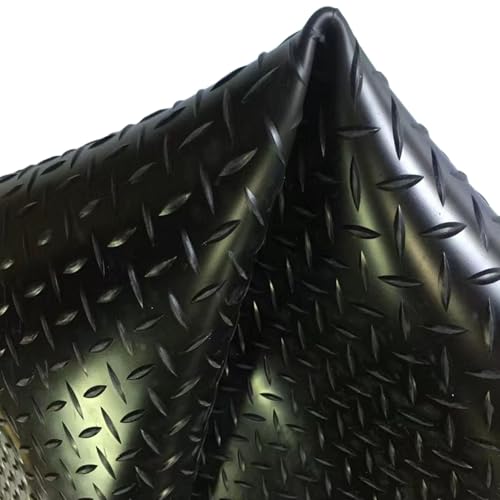 Suelo Goma Rollo de Alfombra de Goma Antideslizante para Suelo de Garaje, Negro Mate Rollo de Suelo Placa de Diamante Alfombra de Goma para Instalaciones Industriales y Zonas de Alto Tráfico(2 x 1.8m/