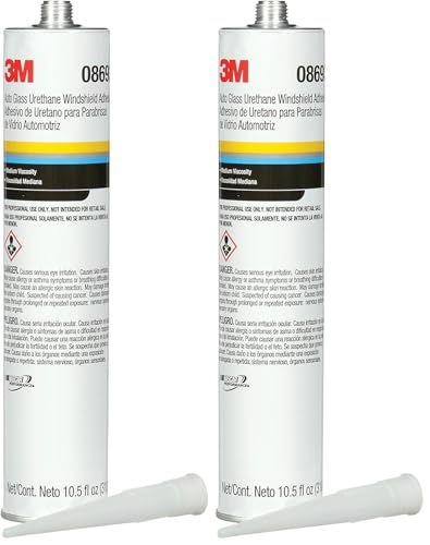 3M Auto Glass Urethane Windshield Adhesive, 08693, Medium Viscosity, High-Strength, Fast-Curing, 310 mL/10.5 fl oz Cartridge, Black (Pack of 2)