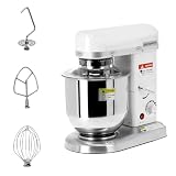 GGM Gastro Planetenrührwerk - Rührmaschine - 7 Liter - 500 W - 240 V - Geeignet für Teig, Creme, Eier usw. - Geschwindigkeitsregelung - Spritzschutz - Edelstahlkessel - Weiß - RMS7