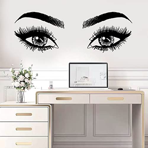 Inspirational Wall Sticker Pretty Eyelashes Eyes Wall Decals Motivational Word Letter Decal Wall Art Quote She Remembered Who She Was And The Game Changed Wall Stickers For Women Girls Bedroom Living Room Beauty Salon Yoga Studio Home Decor #TOP3