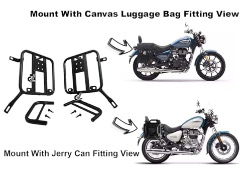 Image of Black Premium Saddle Stay /Luggage Carrier /Mounting Heavy Duty /Black Power Coated /Rust Protection Pair Right & Left Both Side Compatible with Royal Enfield Meteor 350 All Models