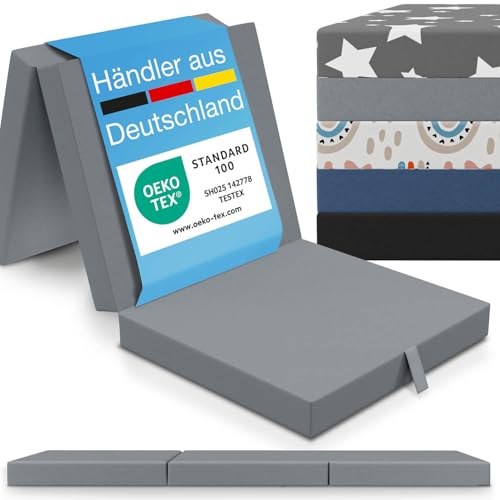 ELONEO Klappmatratze 65x195 cm, 9 cm hoch, Klappmatratze Kinder faltbar, klappbare Gästematratze, Faltbare Matratze, Reisematratze für Kinder und...