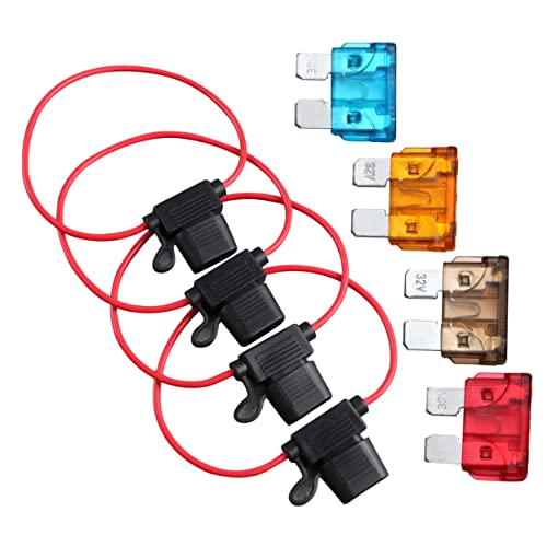 Conjunto de 4 fusibles para auto GLEAVI con portafusibles para automóvil, camión, SUV, RV y bote, con cubiertas transparentes para fácil detección