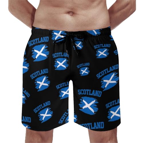 Scotland Flag Men's Swim Trunks Quick Dry Swimwear Beach Shorts with Pocket Bathing Suits
