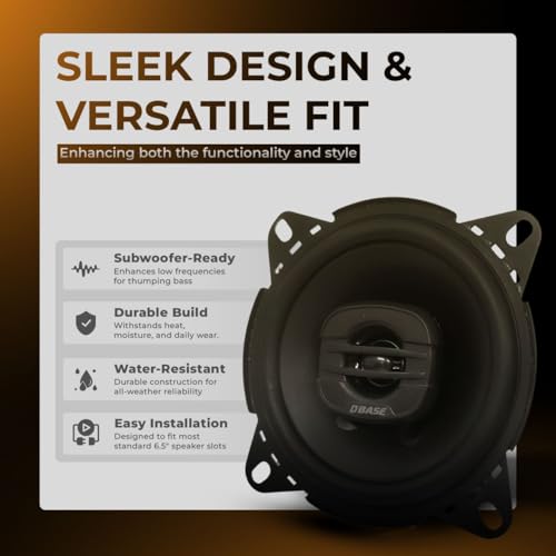 Image of DBASE 4 inch (10.1cm) Two-Way Coaxial Car Speakers | Powerful 90dB Audio Output | 25mm Tweeter | 4 Ohm Impedance | Universal Car Fit | Premium Build Quality | High Bass Performance | 1-Year Warranty