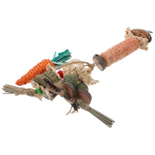 CVUTOVO Giocattolo da Masticare in Fibra di Mais per Piccoli Animali Domestici, Snack da Mordere Appeso per Conigli e Criceti, Supporto per Cura Dentale e Comportamento di Masticazione