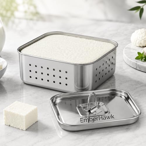 Image of Paneer Maker Steel - 12.5 x 12.5 x 4.5 cm | 550 ML | Stainless Steel Press Mould for Healthy Homemade Paneer, Tofu & Cheese | Rust-Free, Durable & Easy to Clean