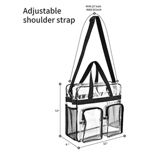 Clear Tote Bags Stadium Approved, 12×12×6 Heavy Duty Travel Bags, Large Sports Shoulder Pack for Work,Competition,School3