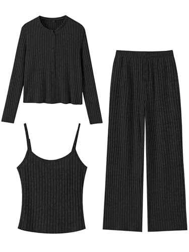 ANRABESS Women 3 Piece Lounge Pajama Sets Knit...