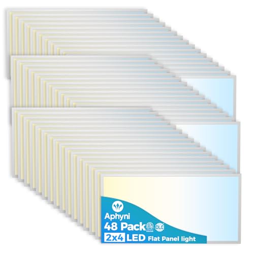 Aphyni 48Pack 2x4 LED Flat Panel Light, 50W 6600LM Drop Ceiling Light Fixture, Selectable Color Temperature 4000K/5000K/6000K, 5-100% TRIAC Dimmable, Recessed Back-lit Fixture for Office