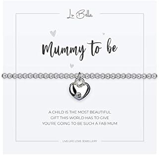 Lu Bella Mummy to be silver bracelets for womens baby shower gifts for mum. Personalised jewellery for the expecting mother during pregnancy. With gift bag from