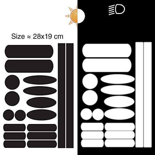  Kit de 18 stickers noir adhésifs réfléchissant...