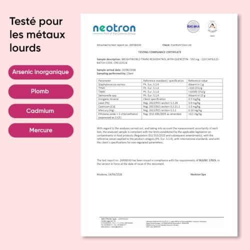 Trans Resveratrol (98%) avec Quercétine 550mg, 120 Gélules Vegan (4 Mois) – vue 7