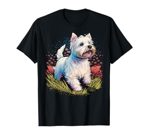 Cute West Highland White Terrier Dog on Westie Lover T-Shirt