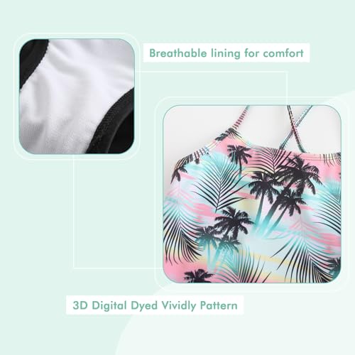 Image of Girls Two Piece Tankini Swimsuits Rainbow Striped Bathing Suit Swim Suit