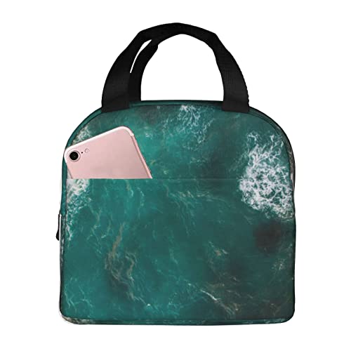 Debou Cool Ocean Insulated Lunch Bag Cooler Tote Reusable Leakproof Lunch Box Easy Clean For Work Office Picnic Beach Or Travel #TOP22