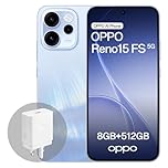 OPPO Reno15 FS 5G Android Smartphone, 8+512GB, 6.57" 120Hz Display, 50MP FOV 100° Ultra-Wide Selfie Camera, AI Portrait Glow, 6500mAh Battery, IP69, with 80W SUPERVOOC Charger, Aurora Blue