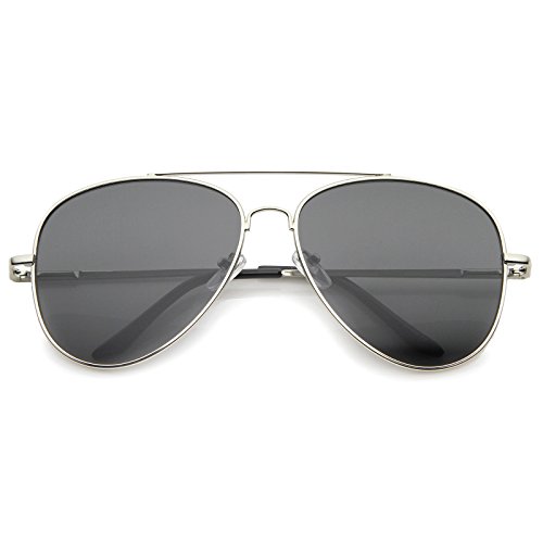 zeroUV Large Classic Full Metal Teardrop Flat Lens Aviator Sunglasses 60mm